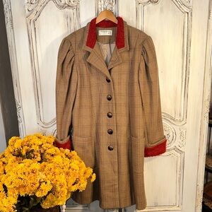 Vintage Disney Cast Member Winter Main Street Wool Carriage Coat  with Red Trim